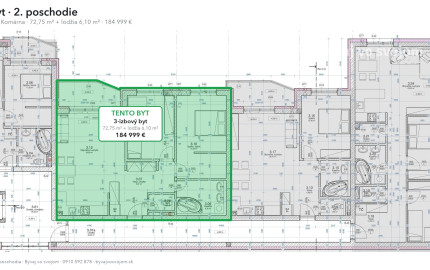 3-izbový byt s lodžiou, 2. poschodie – White Square Komárno
