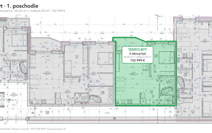 2-izbový byt s lodžiou, 1. poschodie – White Square Komárno