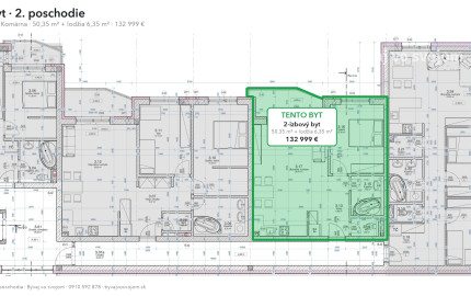 2-izbový byt s lodžiou, 2. poschodie – White Square Komárno