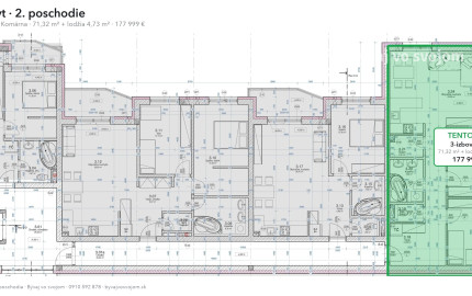 3-izbový byt s lodžiou, 2. poschodie – White Square Komárno
