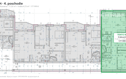 3-izbový byt s lodžiou, 4. poschodie – White Square Komárno
